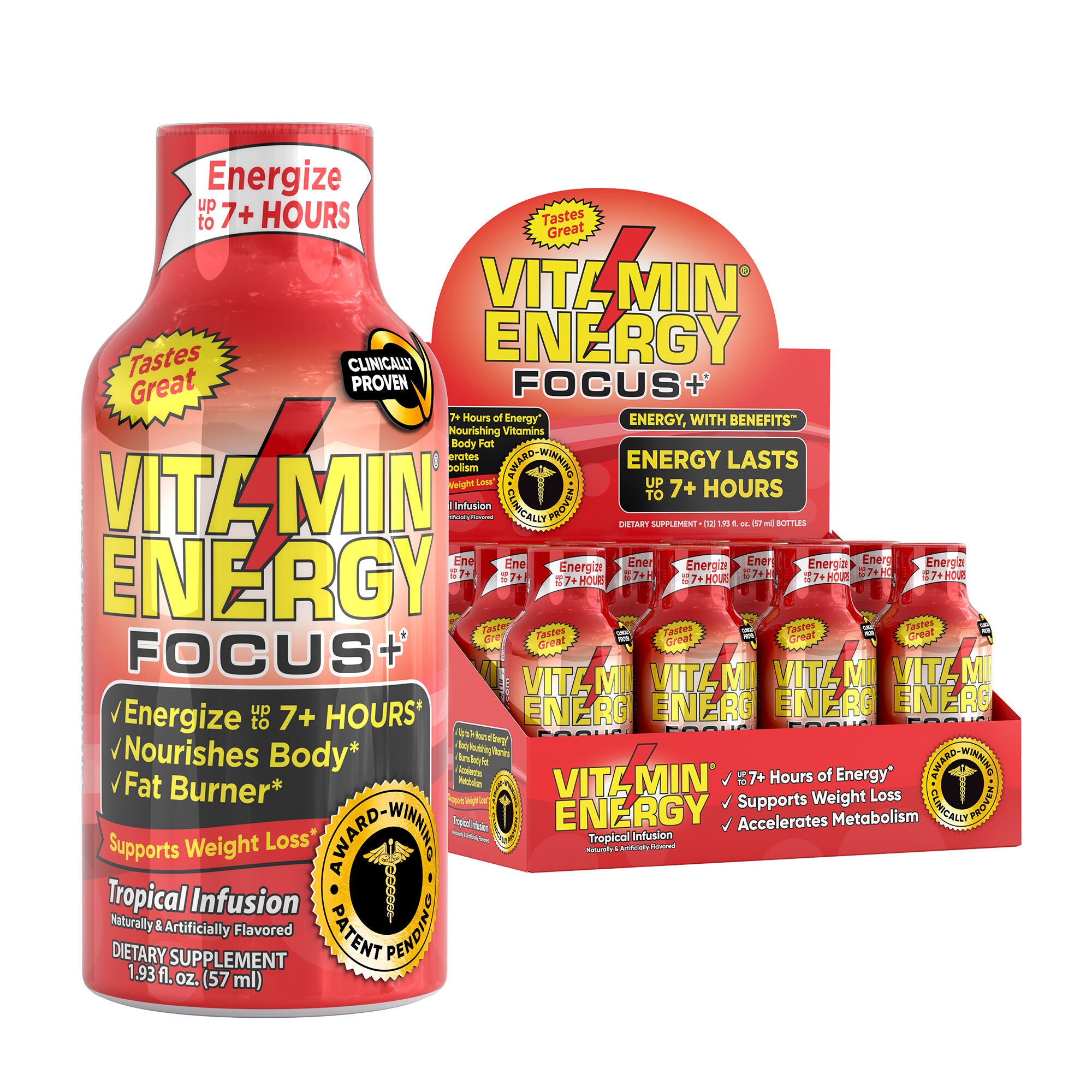 Focus+ - Tropical Infusion - 1.93 oz (12 Bottles)  | GNC